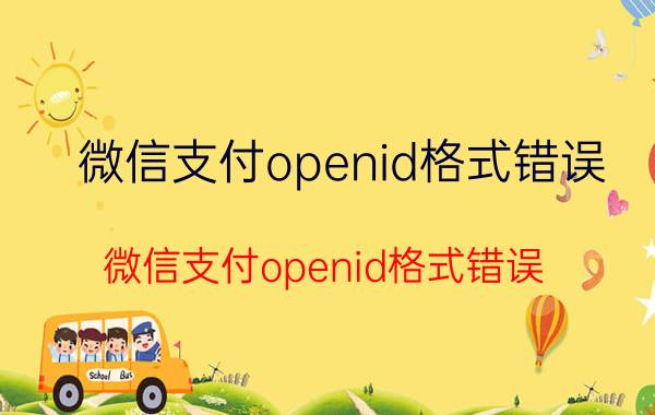 微信支付openid格式错误 微信支付openid格式错误